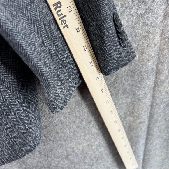 Tommy Hilfiger Blazer Men 46R Gray Suit Dress Jacket Wool Sports herringbone - Picture 8 of 12
